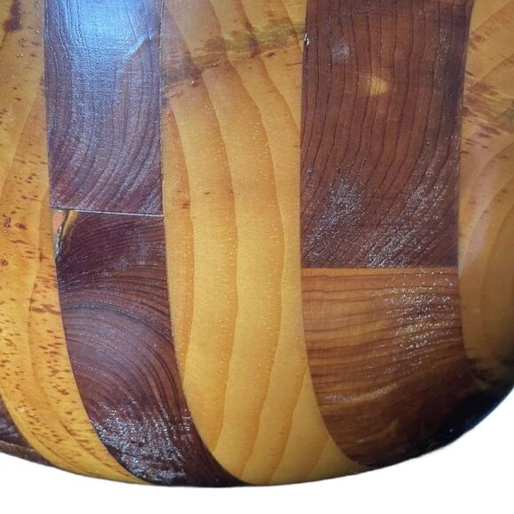 Handmade in Maine Maple and Cherry Wood Striped Wooden Serving Bowl - Picture 4 of 10